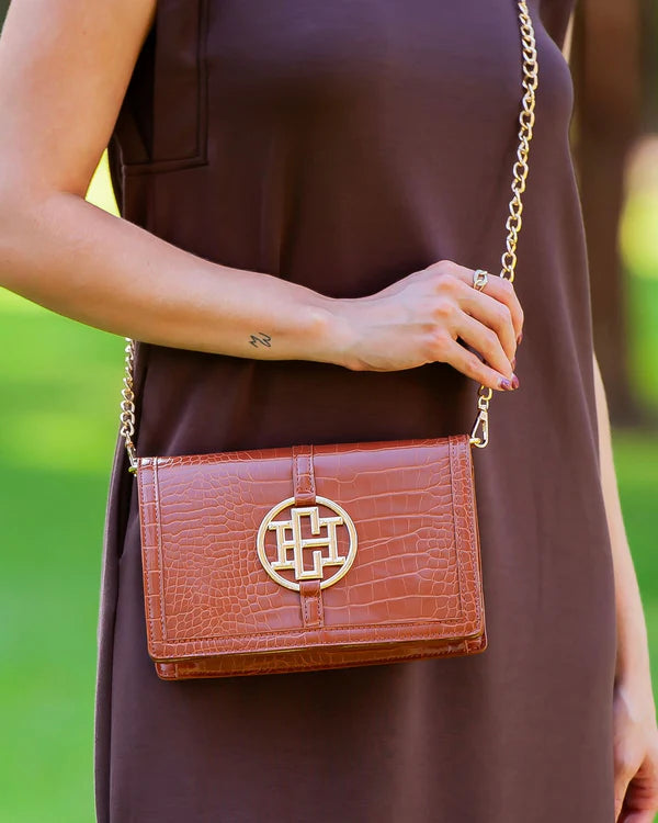 Caroline Hill - Cecilia Circle Logo Handbag "Saddle EC"