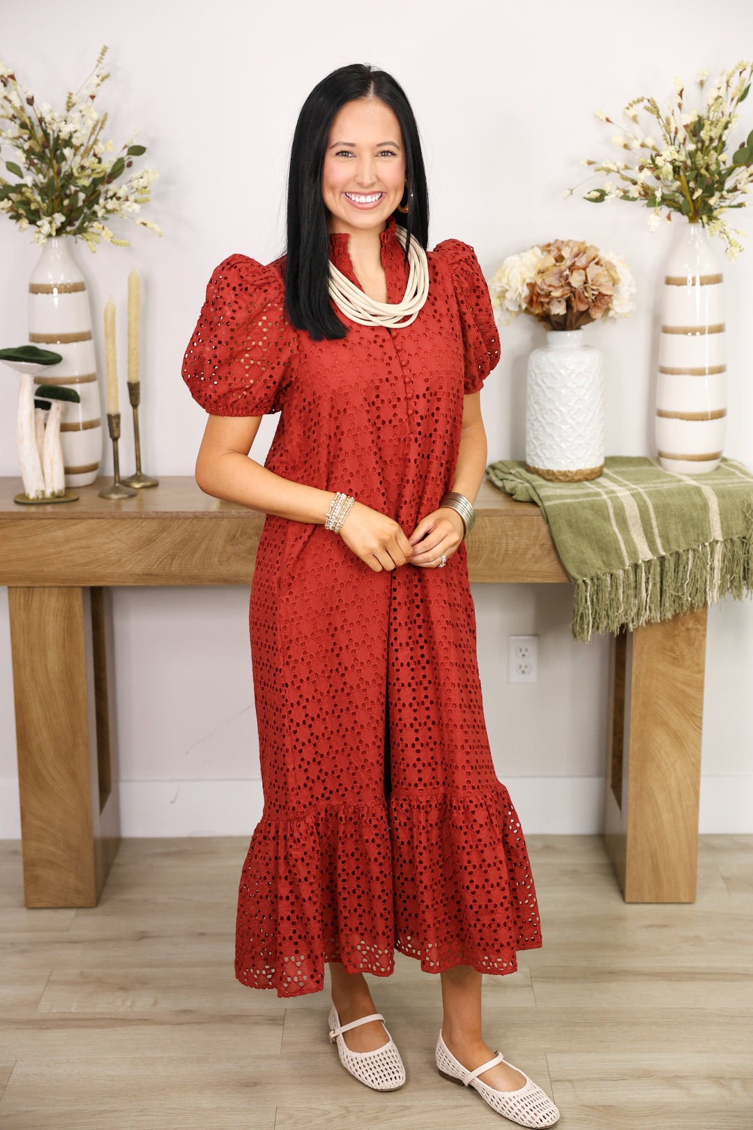 The Everlasting Eyelet Dress "Rust"
