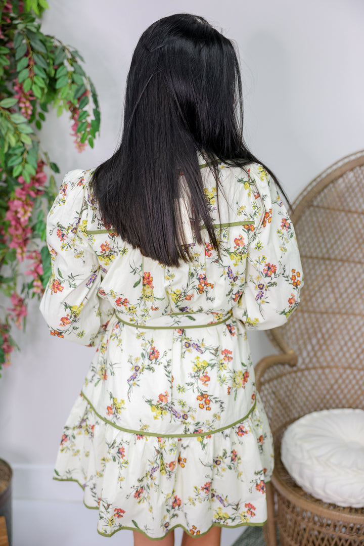 Botanical Beauty Mini Dress "Ecru"