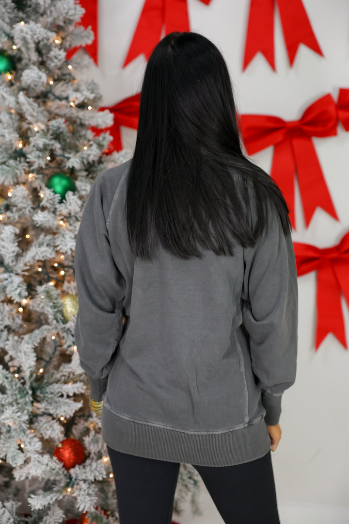 Pigment Dyed French Terry Pullover W/ Pockets "Black"