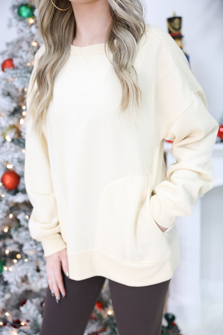 Oversized Casual Comfy Solid Knit Top "Beige"
