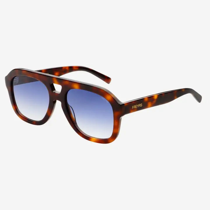 FREYRS - Voyager Acetate Oversized Aviator Sunglasses - Tortoise/Blue