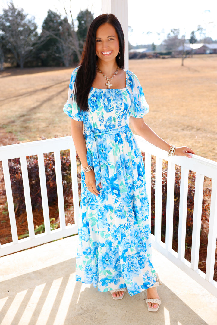 Blue Petal Maxi Dress