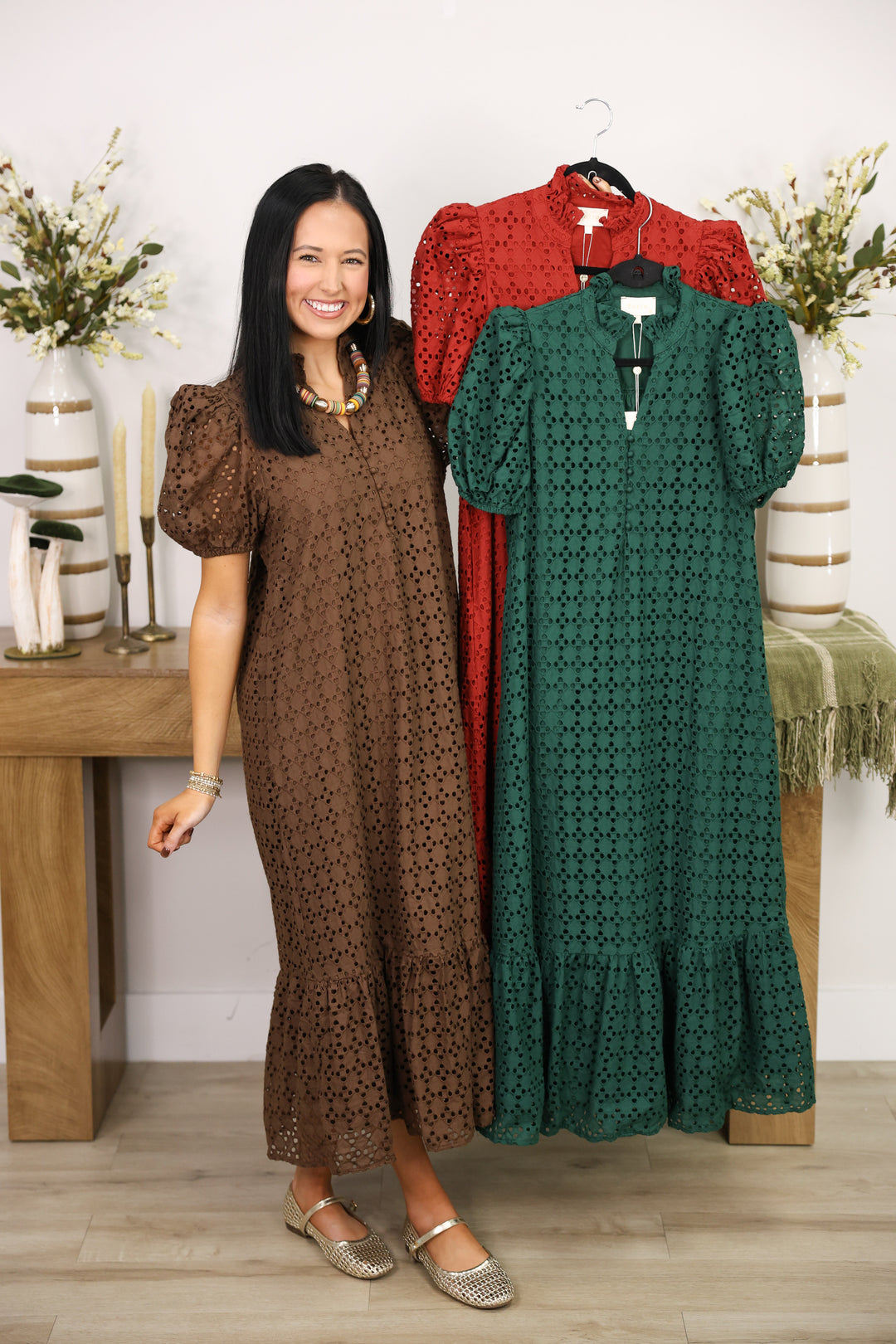 The Everlasting Eyelet Dress "Brown"