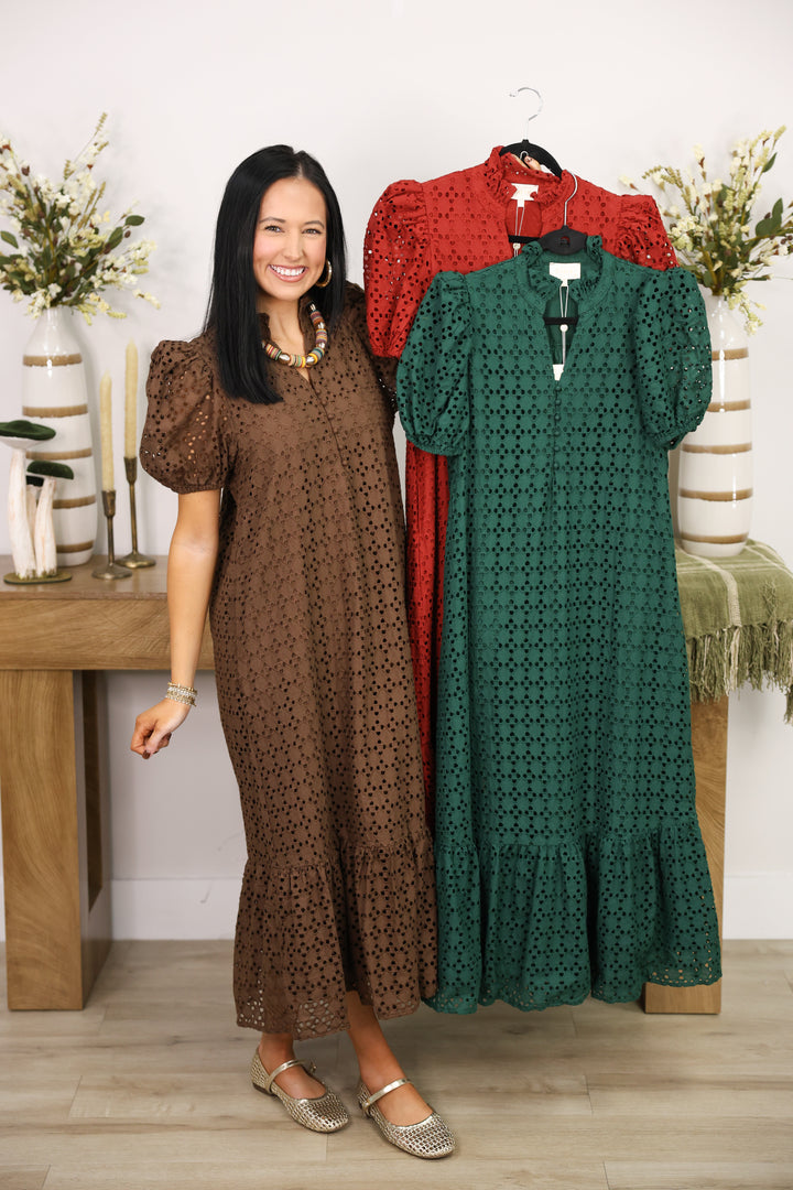 The Everlasting Eyelet Dress "Brown"