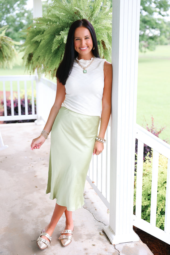 Sleeveless Mock Neck Top "Champagne"