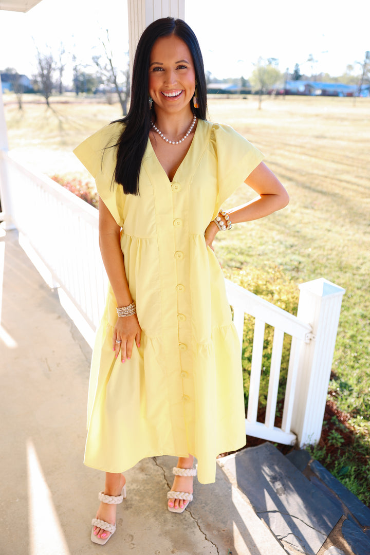 Nelly Button Dress "Yellow"