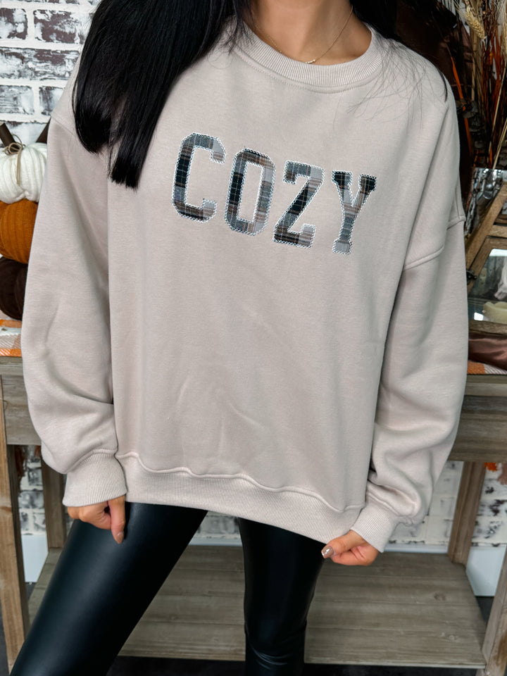 "COZY" Contrast Oversized Sweatshirt