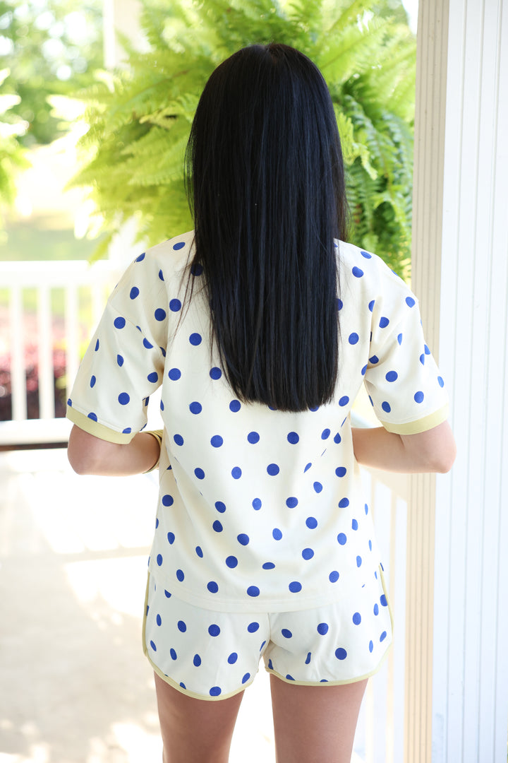 Classic Polka Dot Set "Cream/Blue"