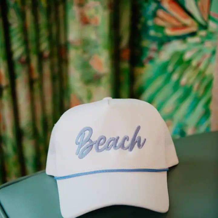 Beach Rope Cursive Trucker Cap "White/Light Blue"