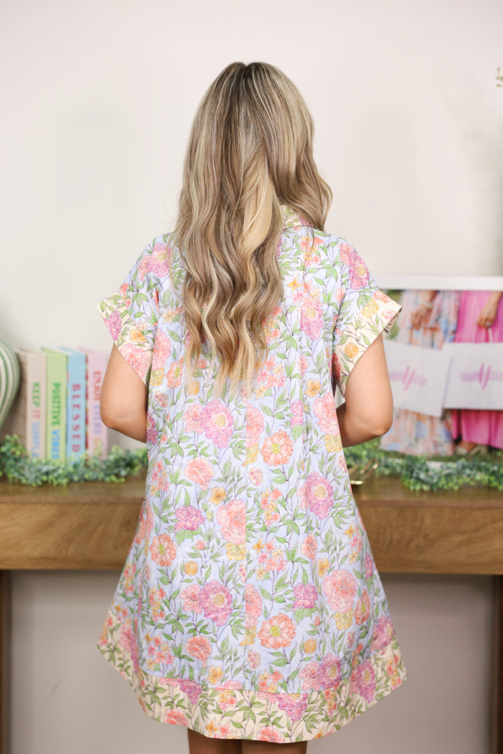 Morning Bloom Mini Dress "LT Blue"