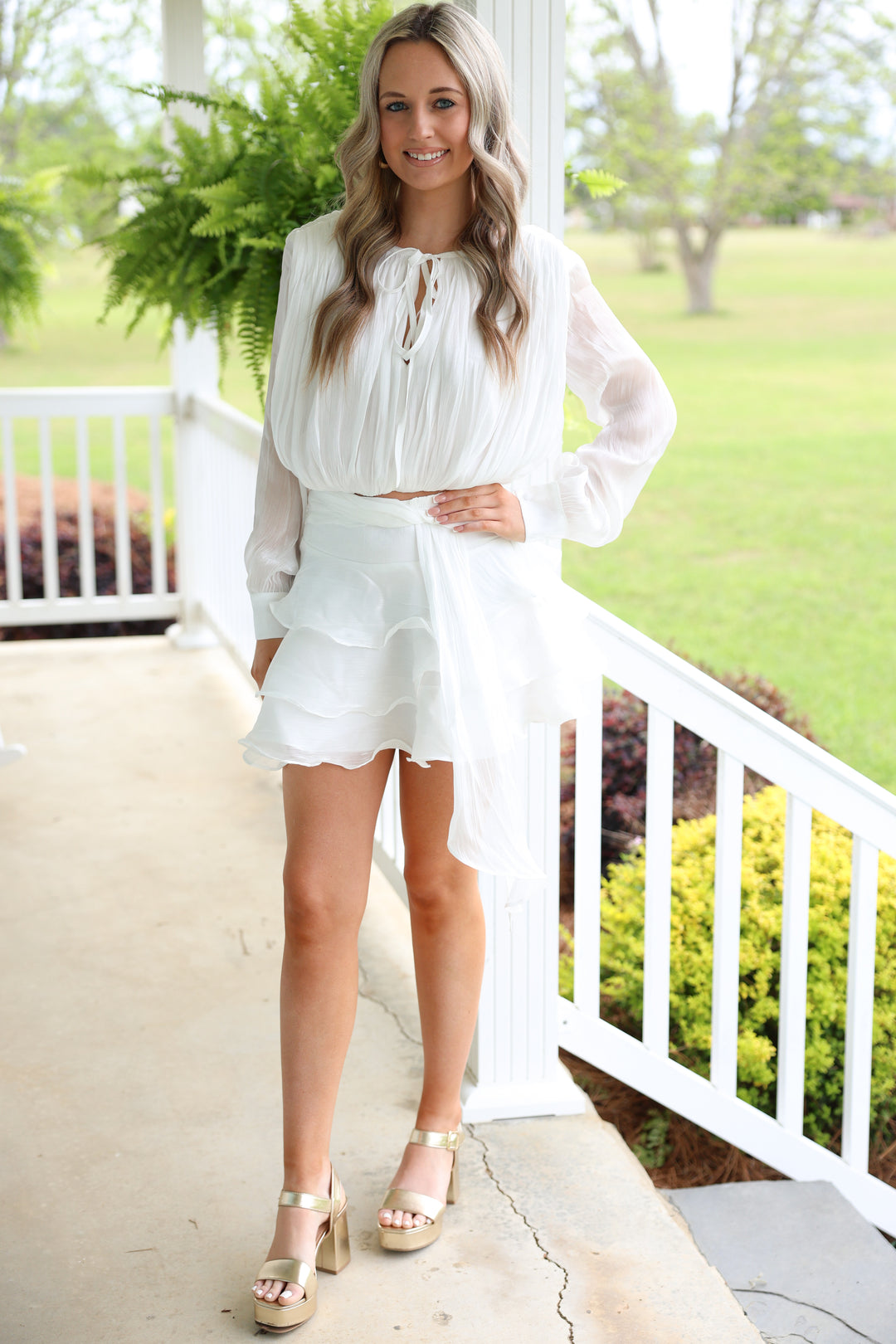 Shimmer Organza Blouse & Mini Skirt Set