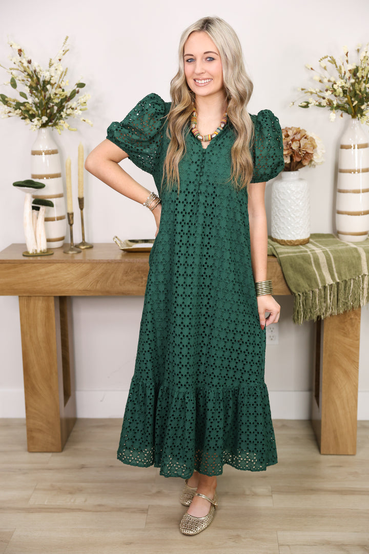 The Everlasting Eyelet Dress "H Green" Small