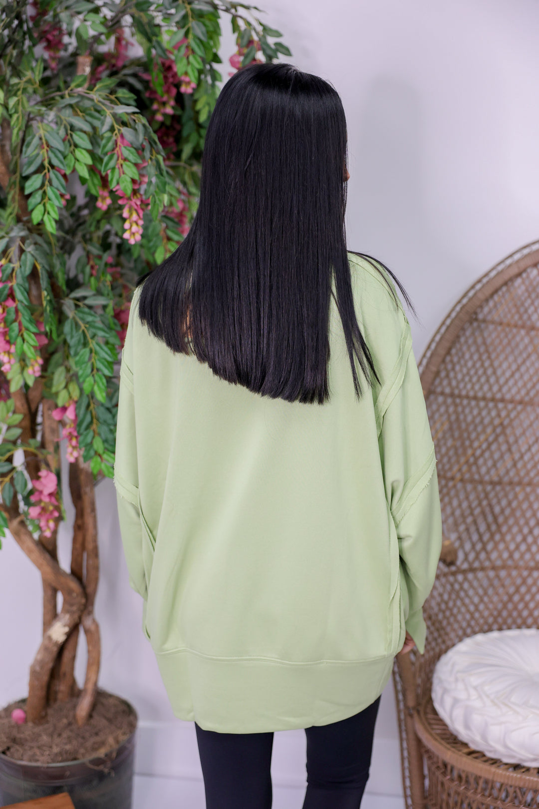 Halloween Theme Patchwork Oversized Sweatshirt "Light Olive"