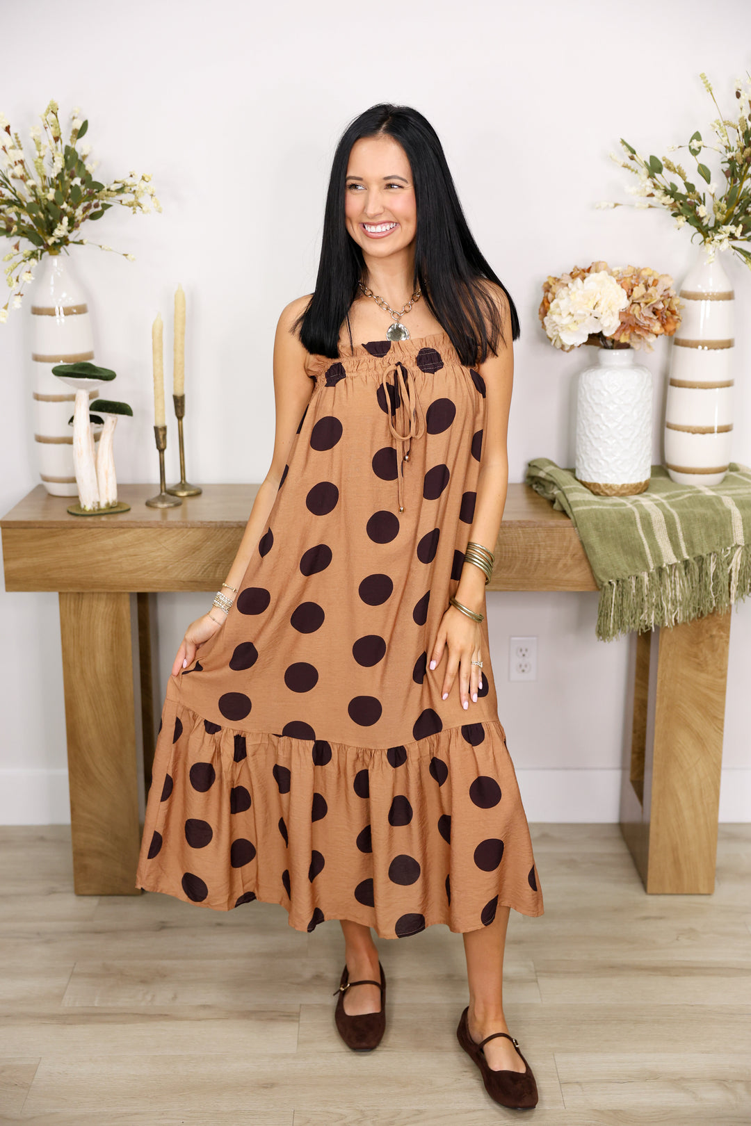 Piper Polka Dot Dress "Mocha"