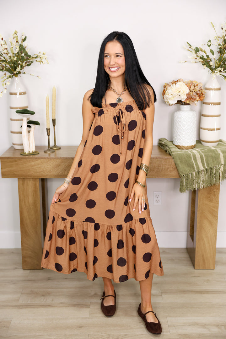 Piper Polka Dot Dress "Mocha"