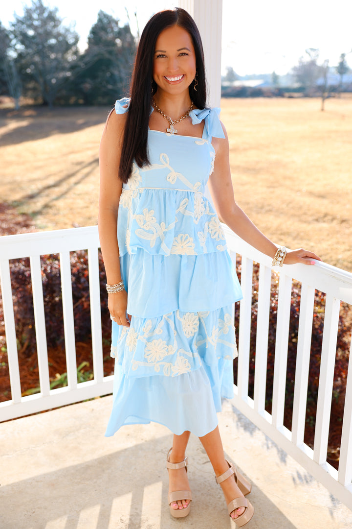 Sky Petal Grace Midi Dress