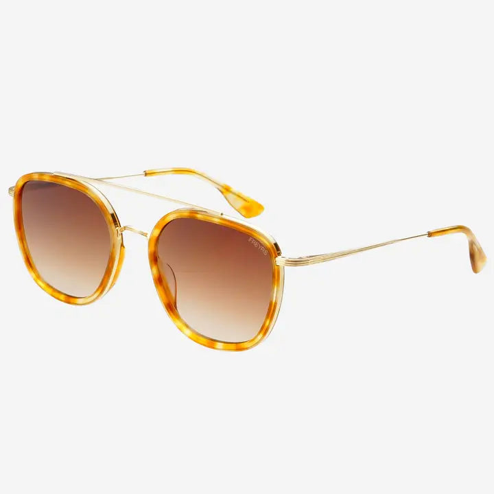 FREYRS - Weston Acetate Round Unisex Sunglasses - Light Tortoise/Brown
