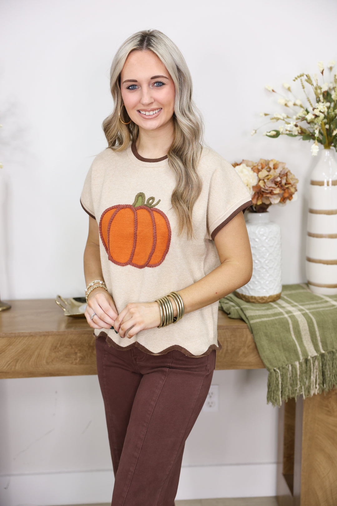 Pumpkin Sweater Top "LT. Taupe"