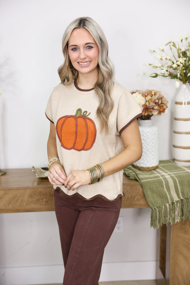 Pumpkin Sweater Top "LT. Taupe"