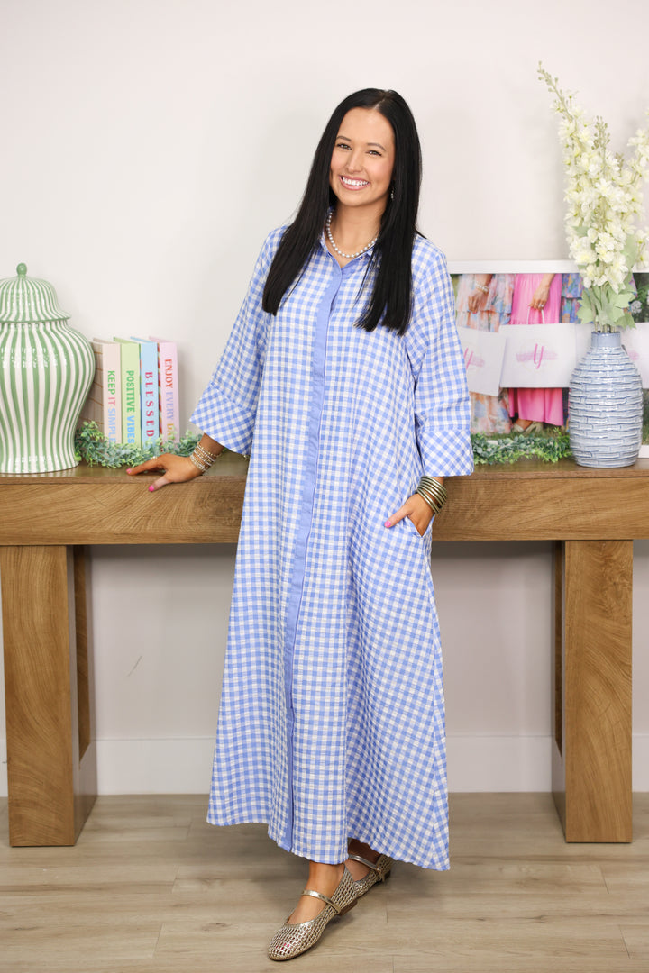 Merciful Gingham Dress "Blue"
