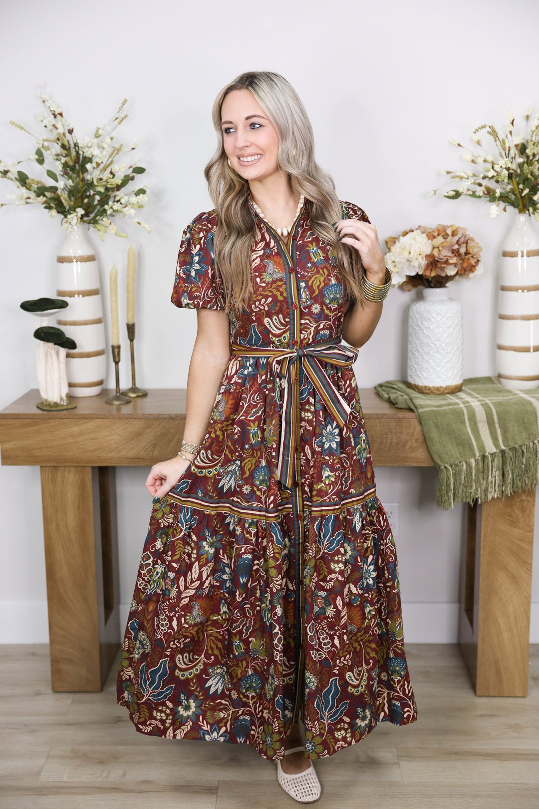 Burgundy Blooms Dress