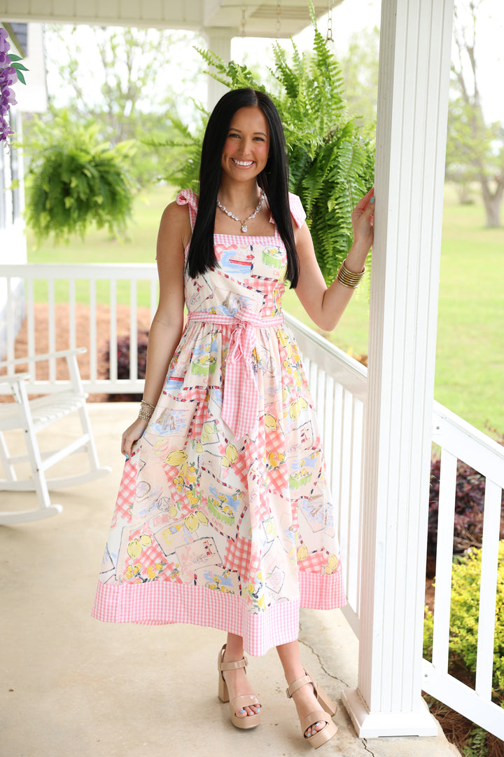 Capri Summer Midi Dress "Pink"