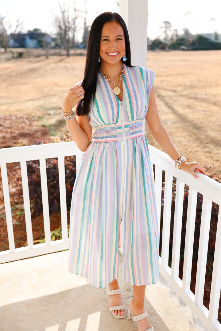 Gracious Zipper Dress "Pastel Multi"