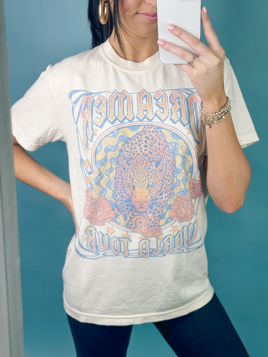 Dreamer Leopard World Tour Graphic Tee "Ivory"
