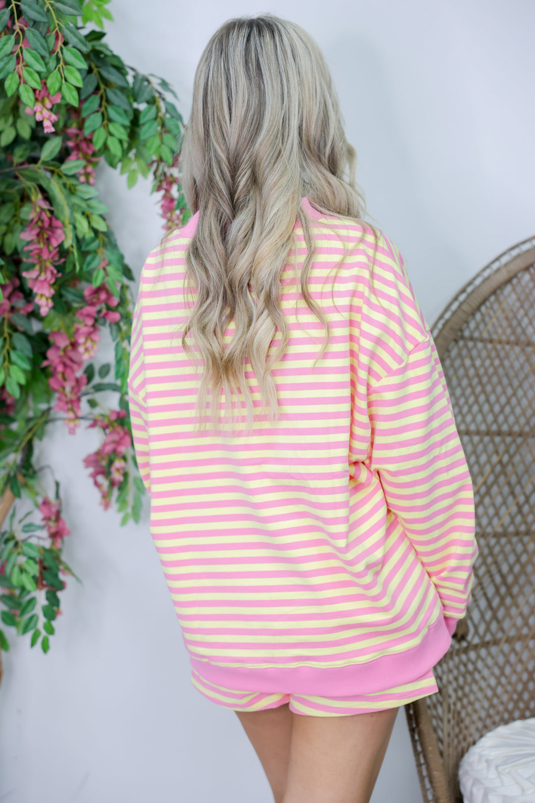Striped Terry Shorts Set "Pink Lemonade"