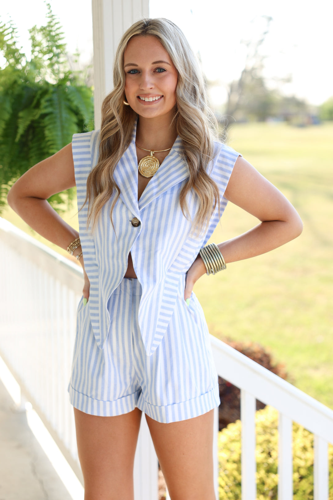 Boardwalk Breeze Romper "White/Blue"