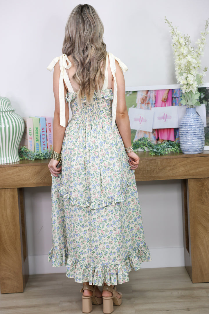 Garden Grace Midi Dress "Cream"