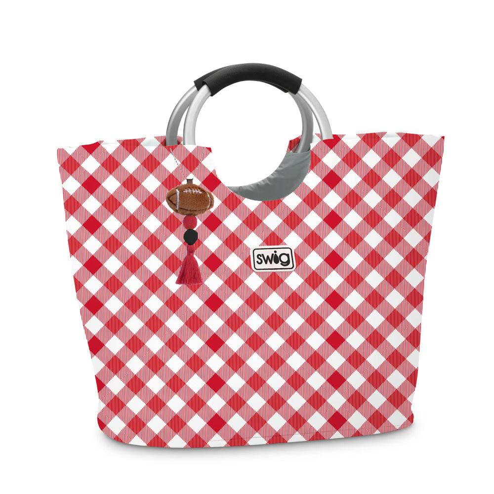 Swig - Gameday Gingham Red + Black Loopi Tote Bag