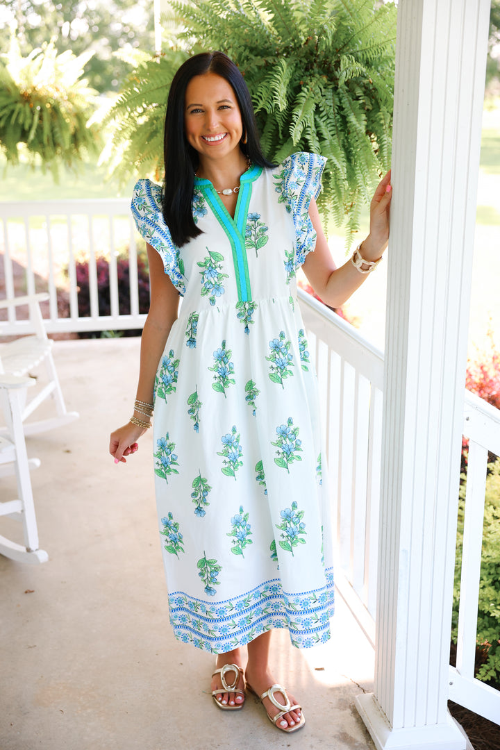 Azure Garden Midi Dress
