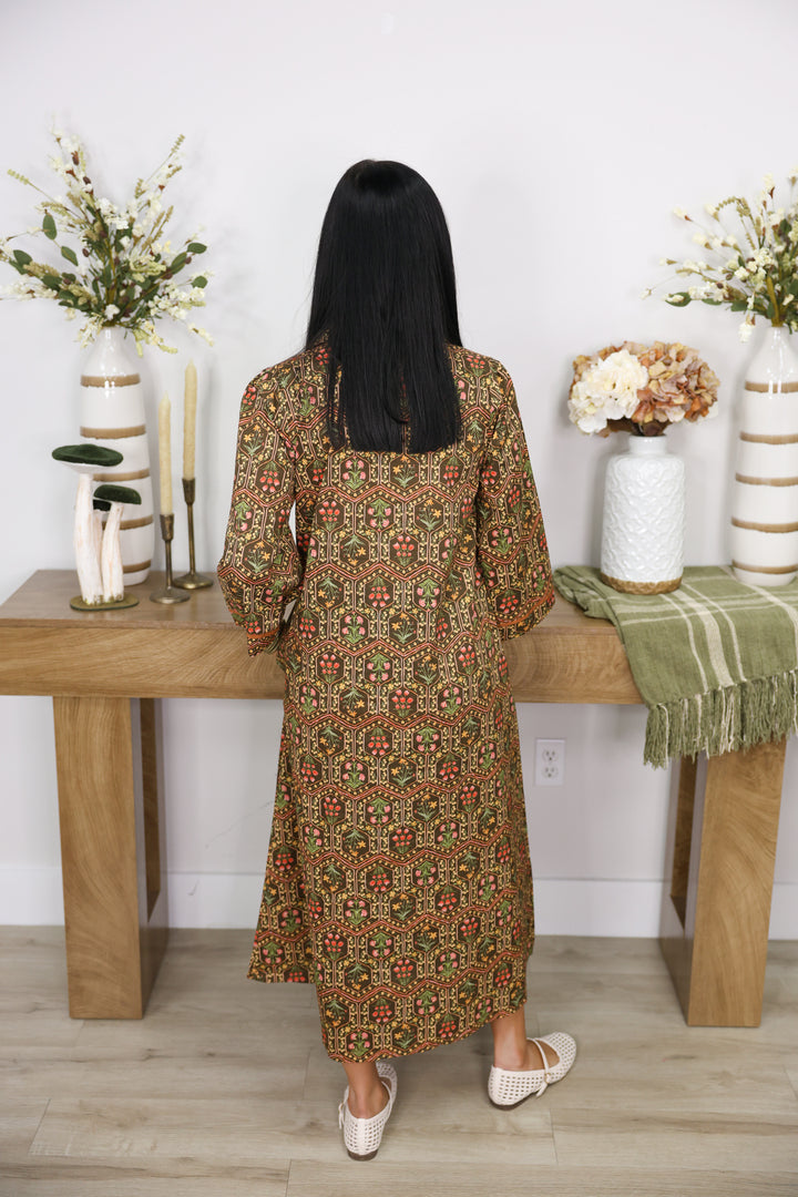 Falling for Florals Dress "Olive/Toffee"