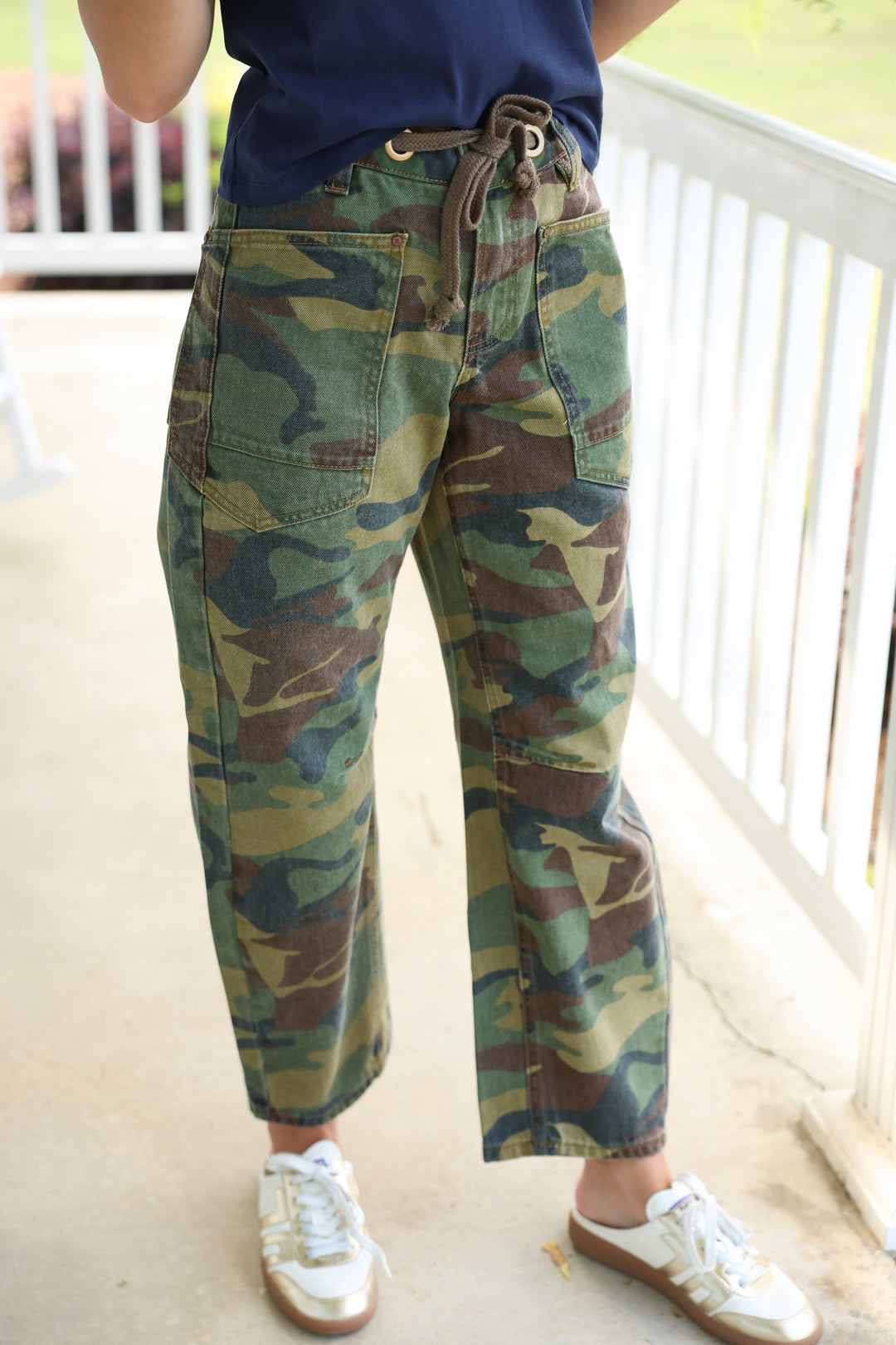 Risen - Slouchy Crop Barrel Pants "Camo"