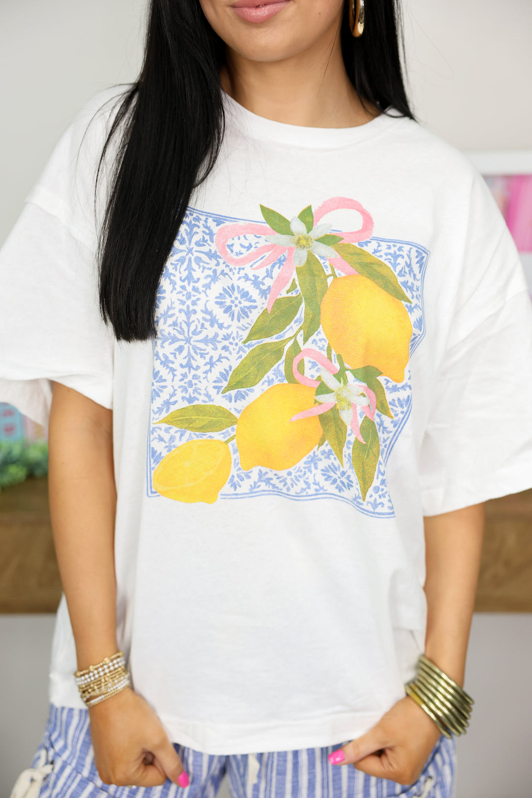 Lemon Printed Graphic Tee Shirt "Citrus Pop"