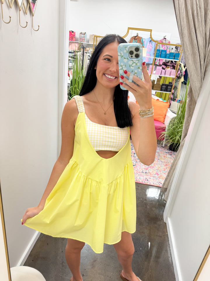Double Layered Dress "Gingham Lemon"