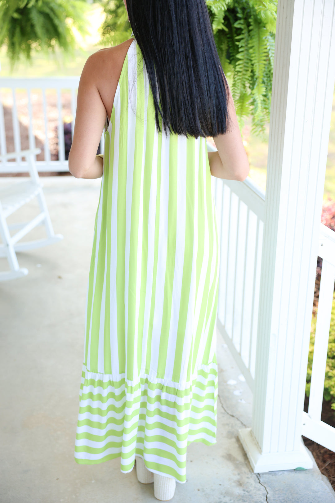 Carolina Coast Halter Neck Maxi Dress "Lime"