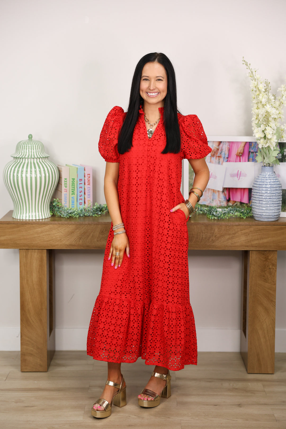 The Everlasting Eyelet Dress "Red" The Everlasting Eyelet Dress "Red"