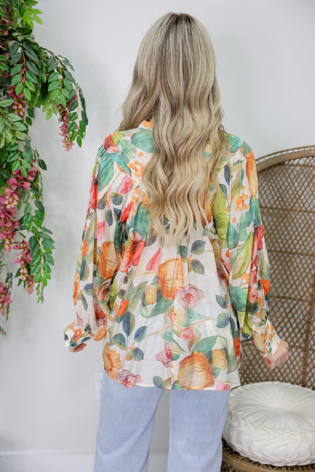 Floral Printed Button Down "Forest Bloom"