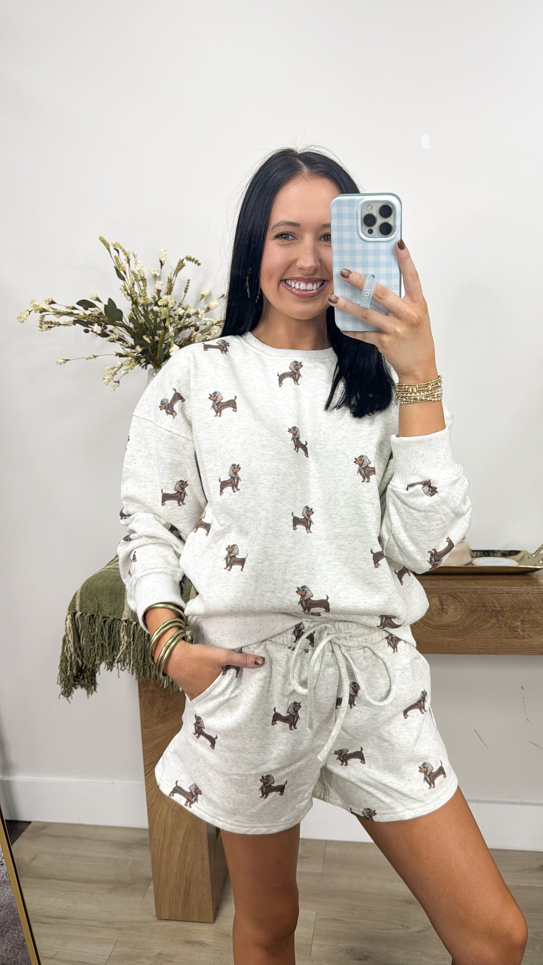 Weenie Dog Sweatshirt & Sweatshort Set "Melange"