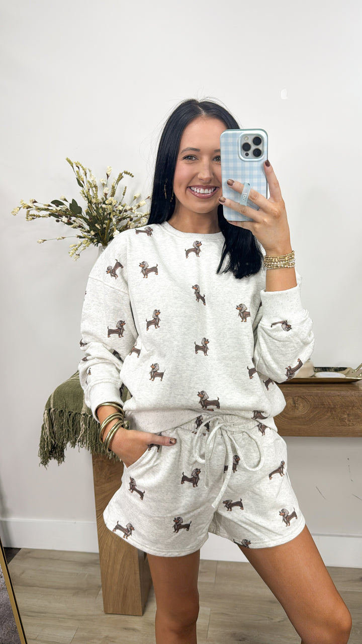 Weenie Dog Sweatshirt & Sweatshort Set "Melange"