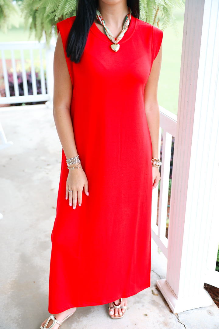 Butter Soft Side Slit Maxi "Red"