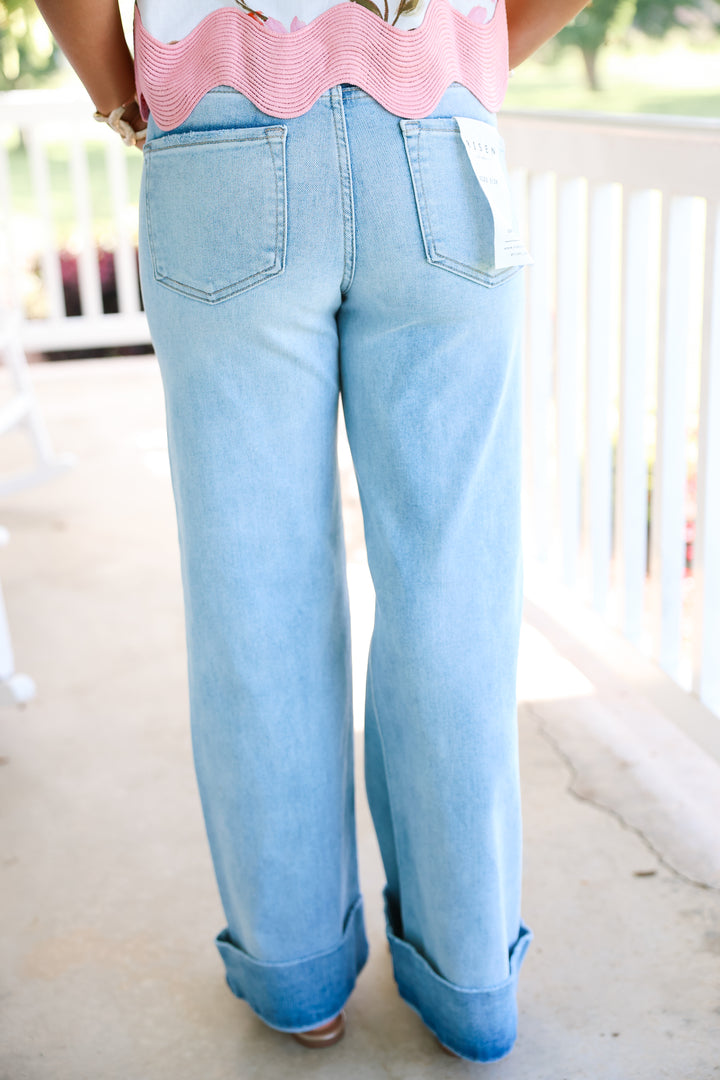 Risen - TC High Rise Ankle Wide Cuffed Jeans "Light"