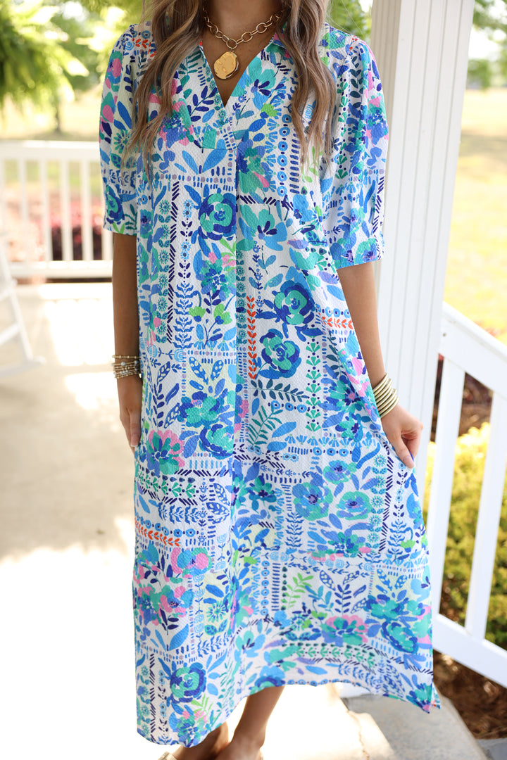 Summer Brightness Midi Dress "Blue Mix"