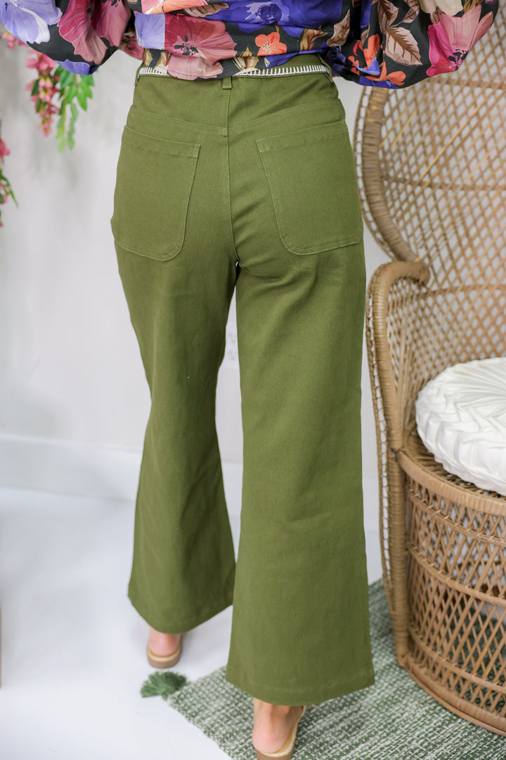 Stitch Detail Pants "Olive"