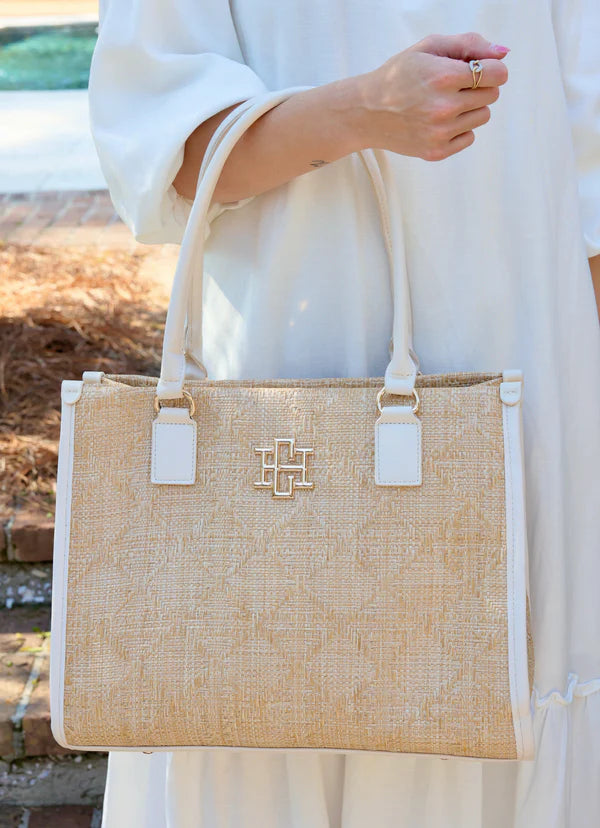 Caroline Hill - Hailey Tote "Natural Lattice Cream"