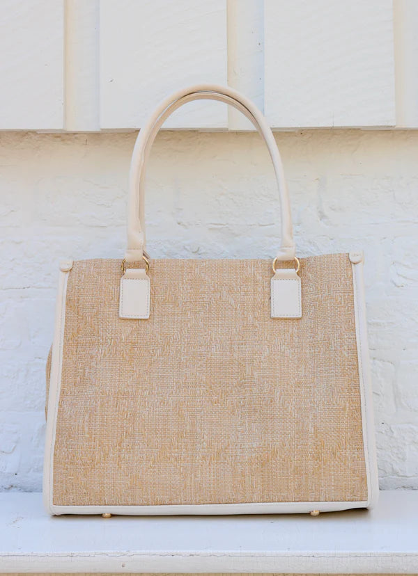 Caroline Hill - Hailey Tote "Natural Lattice Cream"