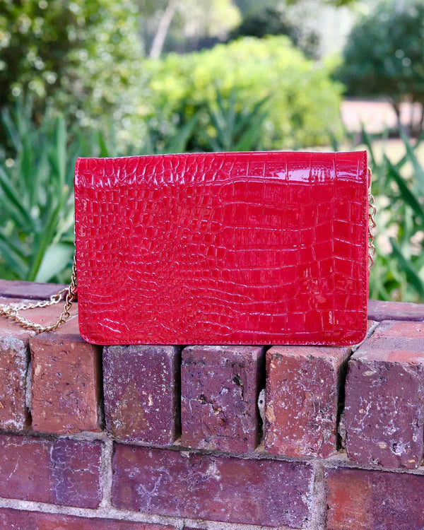 Caroline Hill - Bryn Clutch/Crossbody "Red Patent EC"